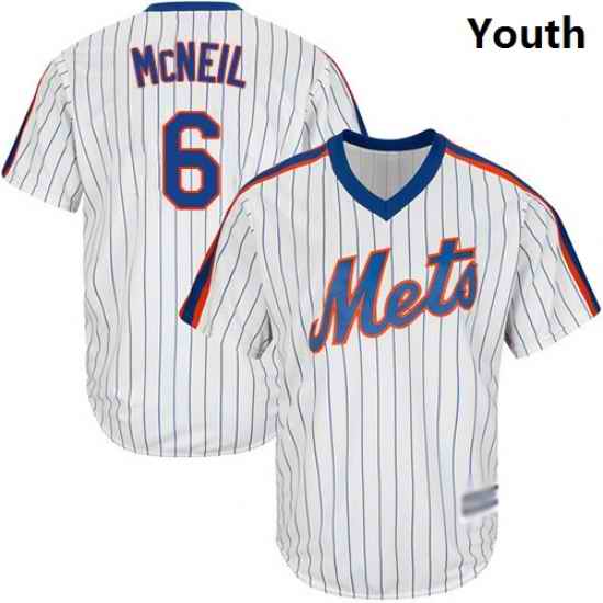 Mets #6 Jeff McNeil White 28Blue Strip Alternate Cool Base Stitched Youth Baseball Jersey